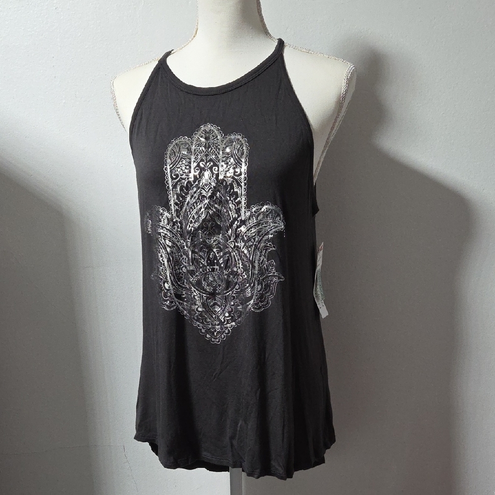 Revolution Black Tank Top with Silver Graphic